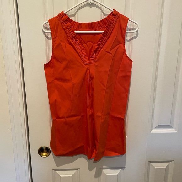 Lafayette 148 New York - orange sleeveless top with ruffles XS NWT - Picture 2 of 4